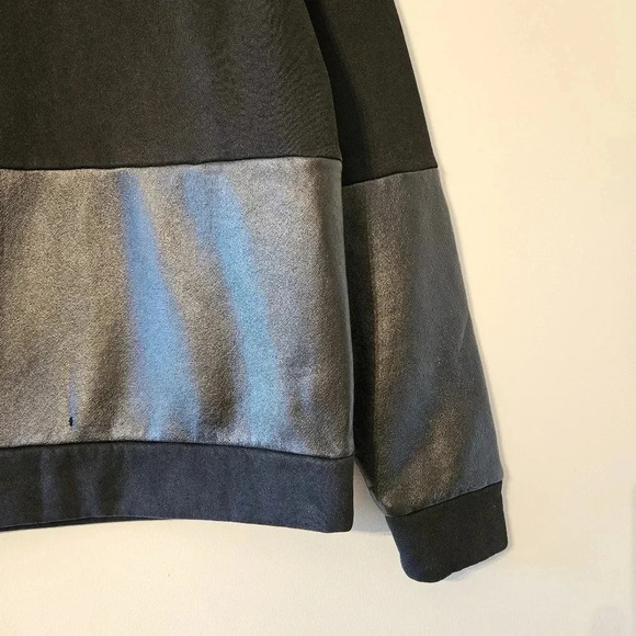 American Retro Kiss  Me Crewneck Oversized Faux Leather Casual Sweater Black. - Picture 4 of 11